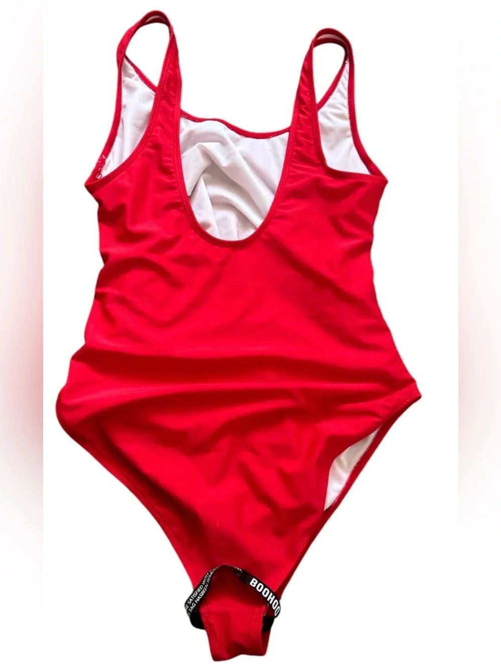 Boohoo Red Maternity One Piece Swimsuit Scoop Neck Ruched Size 6 NWT
